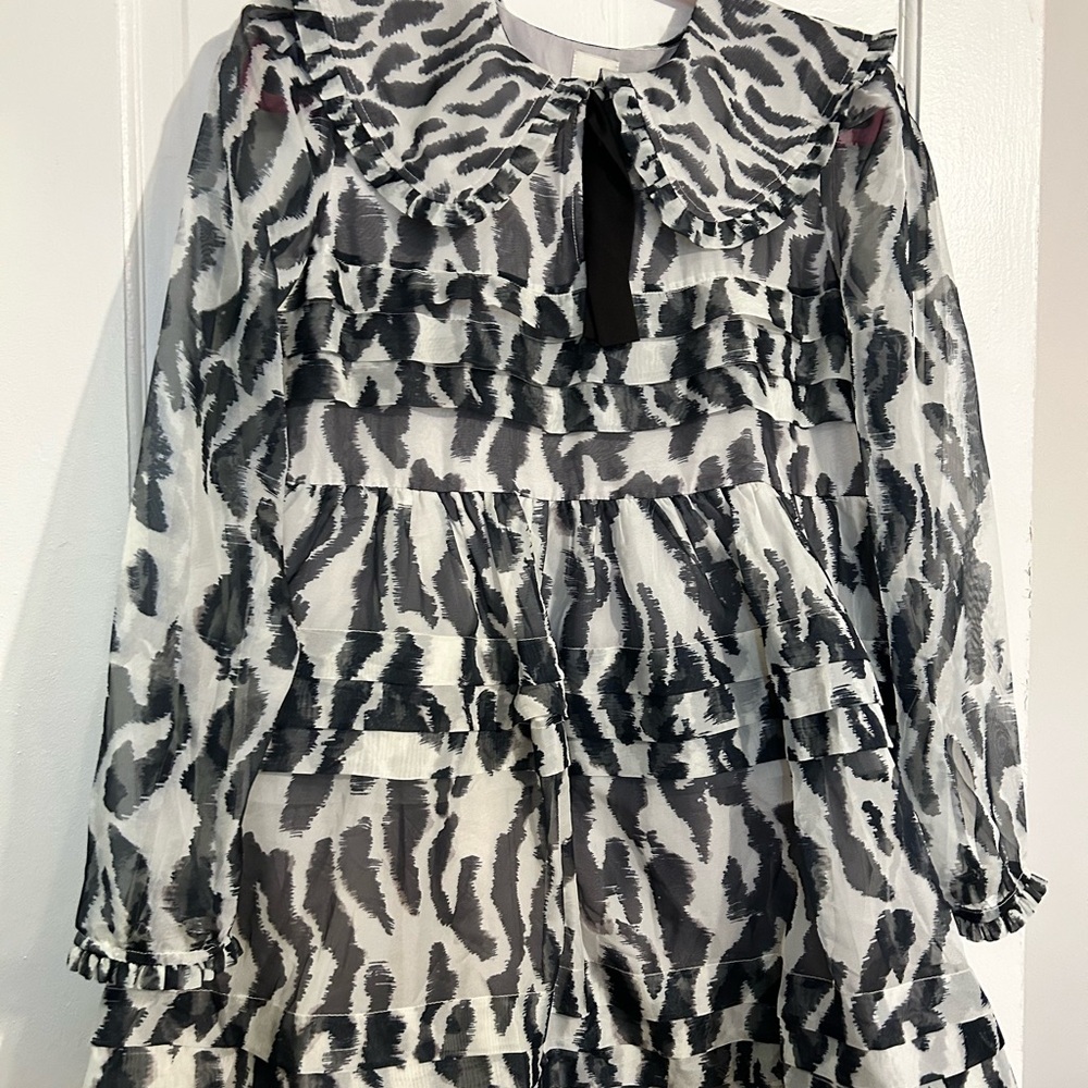 Maeve Black and White Zebra Print Long Sleeve Dress